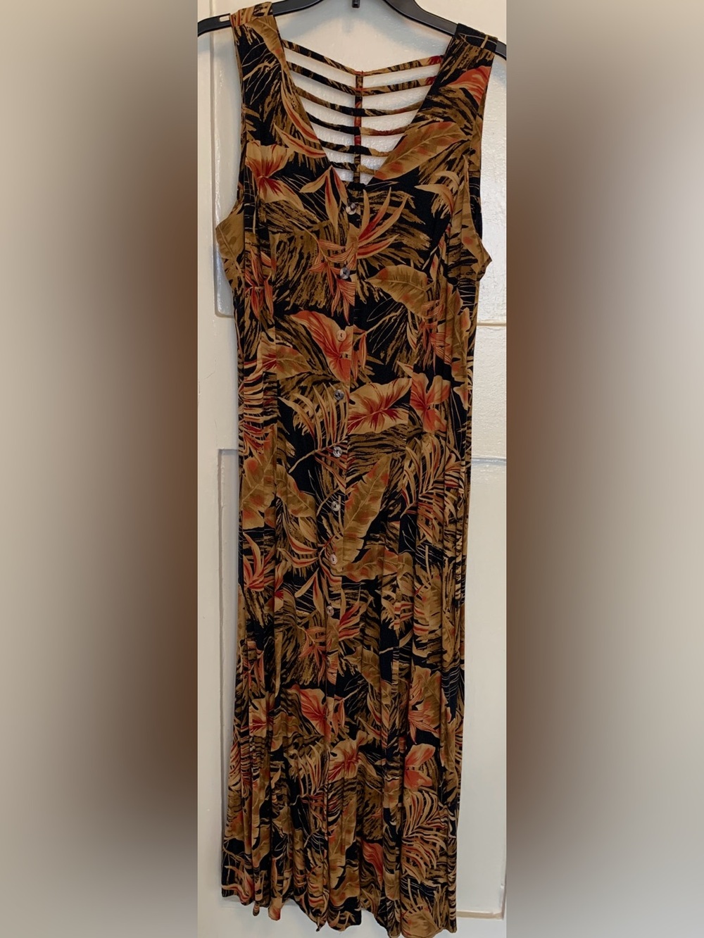 T & Company Vintage 90s Button Down Sleeveless Maxi Dress Unique “Ladder” Back